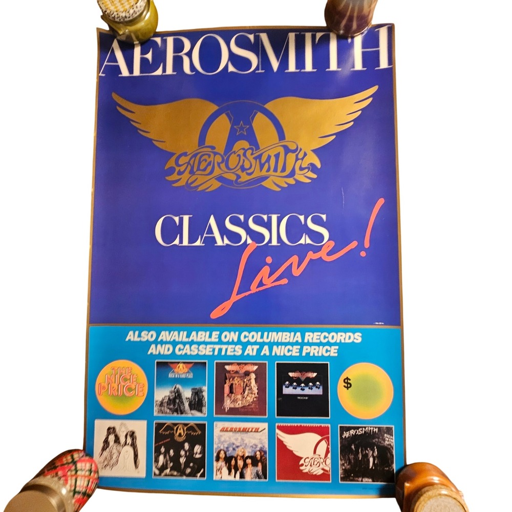 Aerosmith Classics Live Albums Promo‎ Poster Display Vintage 1986 24x36 Rock
